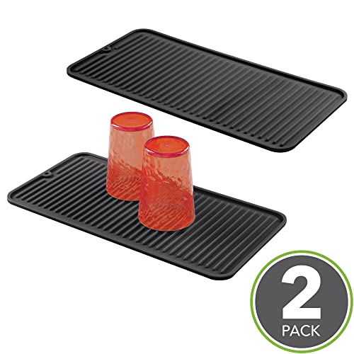mDesign Silicone Dish Drying Mat Protector for Kitchen Countertop