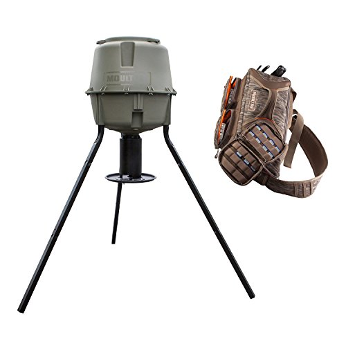 Moultrie 30 Gallon UV Resistant Tripod Game Deer Feeder w/ Accessory Field Bag