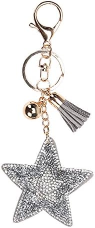 Trolax Charm leather Starfish Tassel Pendant keychain trinket alloy bag Key ring Holder for Women Gift Souvenir Jewelry [ Silver ]