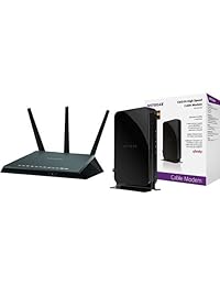 NETGEAR Nighthawk AC2300   Router WiFi inteligente, MU MIMO Dual Band Gigabit (R7000P 100NAS) compatible con  Echo Alexa con DOCSIS 3.0 Cable Modem. Máxima velocidad de descarga de 680Mbps. (CM500)