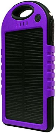 Solar Charger, Powercam, 5000 mAh, Waterproof, Drop Resistant, Shockproof, for iPhones, iPads, Android, Samsung phones, GPS devices and Cameras (Purple)