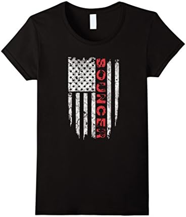Womens American Bouncer T-Shirt Proud USA Tee Shirts Small Black