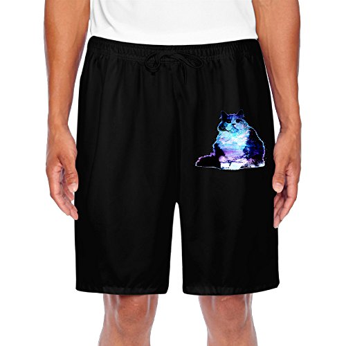 ZOENA Men's Unique Starry Night Sky Cat Workout Pants Black Size 3X