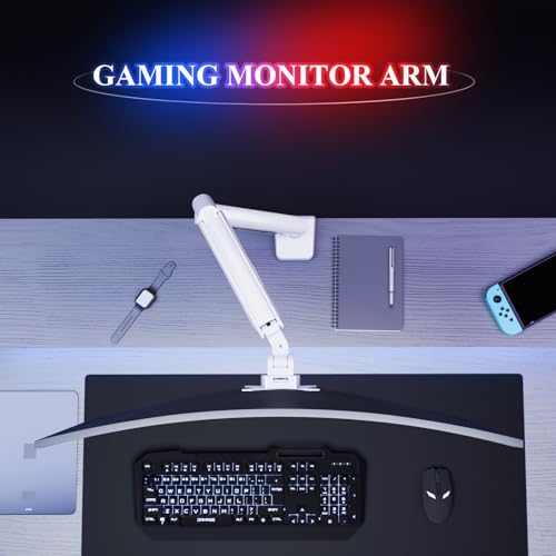 Fydeamer PC Monitor Mount for 17-35 inch Monitor Fits 2-11kg, Adjustable Gas Spring Monitor Stand, Full Motion Computer Monitor Mount, LED/LCD Display Arm with VESA Pattern 75x75/100x100, Single White