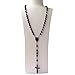 J.Shine Men Catholic Rosary Necklace Black 8mm Bead & Crucifix Pendant & Vintage Chain 28