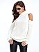 Choies Women's White High Neck Cold Shoulder Long Sleeve Sweater Pullover S