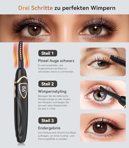 2-in-1 Heated Eyelash Curler, No. 1 in Precise Temperature Control, Certified Fast Heating Technology for Instant Styling, Heated Eyelash Curler for Morning, Office, Travel, Event