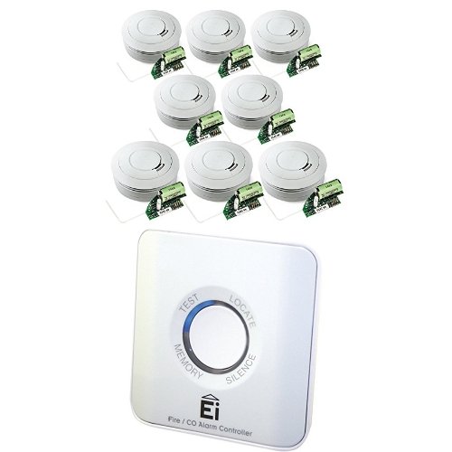 Ei Electronics Ei650RF 10-Jahres-Funkrauchwarnmelder, weiß, 8 Stück + Einknopf-Fernbedienung für Rauchwarnmelder, Ei450