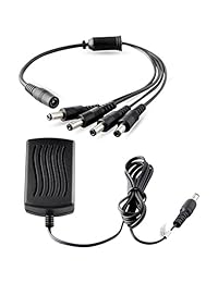 iseeusee 12 V DC 2 A Cámara de seguridad Adaptador de alimentación con 4 Vías divisor de alimentación