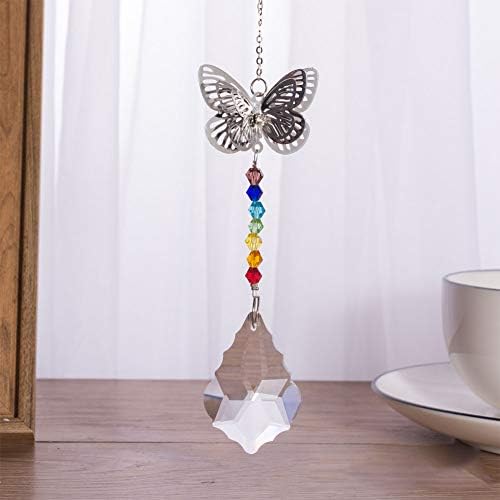 MCLseller Window Crystal Decor, Hanging Crystals Sun Catchers Prisms,Butterfly Crystal Pendant Prisms Craft,Chandelier Pendant Home Decorations for Ceiling Light Fan,Window