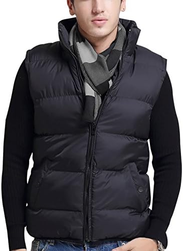 Men's Quilted Sleeveless Vest Men's Boy Jacket Cotton Winter Light Casual Folding Casual Coat Outdoor Lightning Simple Fashion Black Size XL