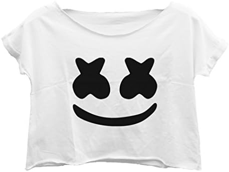 Lockeroom7 Women's Crop Top Marsmello Shirt Crop Tee (White)
