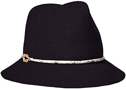 Genie by Eugenia Kim Women's Jordan Wool Felt Fedora Hat with Vegan Leather Cord, Midnight, One Size