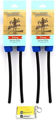 Peeper Keepers Floating w/Rubber Tube Eyeglass Retainer, Sunglass Holder, Blue, 2 pack, w/Cloth & Screwdriver