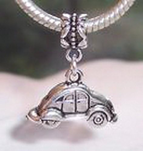 Beads Hut - Volkswagen Bug Car Automobile Dangle Bead for Silver European Charm Bracelets