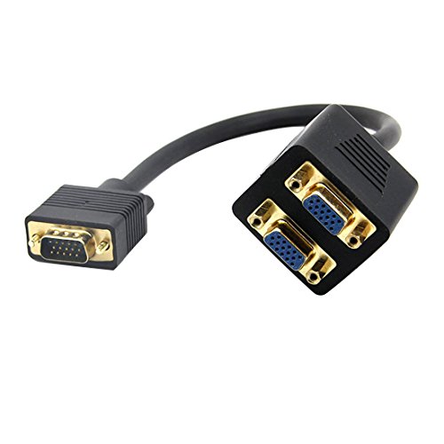 1 Male VGA to 2 Female VGA Splitter Cable Adapter