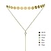 sedmart Gold-Filled Choker Metal Layered Choker Necklace with Pendant Dainty Y Necklace Double Choker Coin Tassel Necklace Gifts for Women Valentine's Day Sale