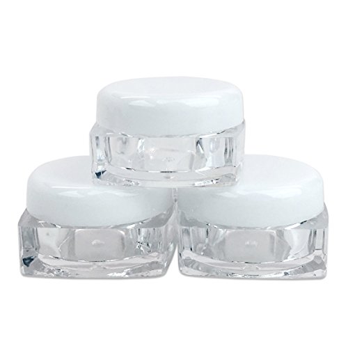 (12 Pieces) Beauticom 5G/5ML High Quality Clear Plastic Cosmetic Square Container Jars with White Lids