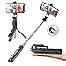 Selfie Stick with Tripod Stand and Remote Control, Extendable 7.3-27 inch Selfie Stick for iPhone X/iPhone 8/8Plus/iPhone 7/7Plus/Galaxy Note8/S8/Plus/S9/plus,Huawei,More,360° Clamp/225° Neck Rotation