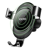 Wireless Car Charger,Yooyo 10W Fast Charge Car Mount Adjustable Gravity Air Vent Phone Holder Compatible with iPhone Samsung & Qi Enabled Devices Includes Dual Car Charger (Black)
