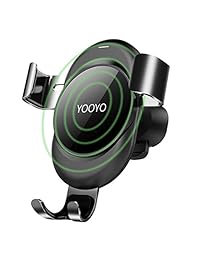 Cargador de coche inalámbrico, Yooyo 10 W de carga rápida, soporte de coche ajustable para rejilla de ventilación, soporte de teléfono compatible con iPhone Samsung y dispositivos habilitados para Qi incluye cargador de coche dual (negro)