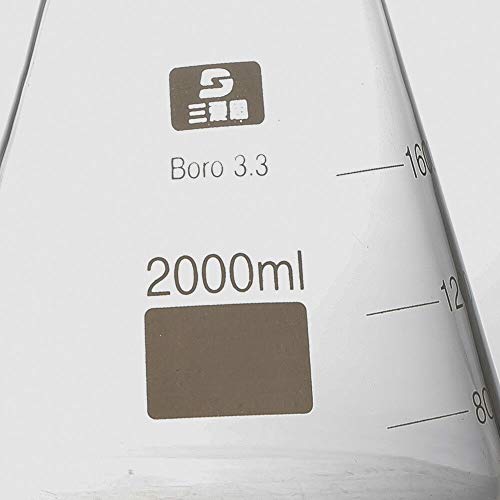 RanBB 2000ml, 24/40, Glass Erlenmeyer Flask Conical Bottle Laboratory Glassware, Narrow Mouth