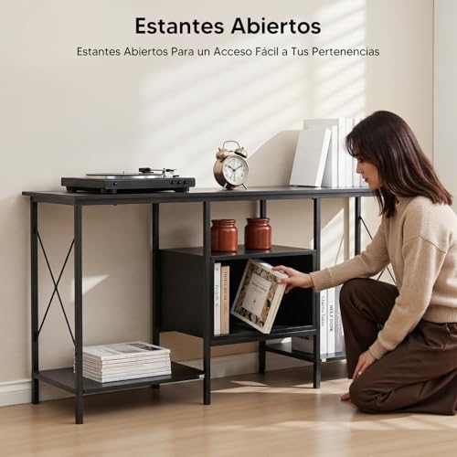 OSLIFE 120CM Muebles para TV Amplio con Cajones y Estantes Abiertos，Centro de Entretenimiento，Soporte para TV de 60/55 Pulgadas.Sala de Estar, Recámara，Estilo Industrial Moderno Vintage