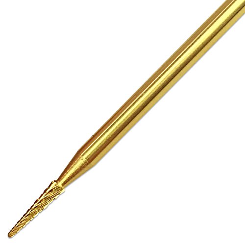 Pana 3/32" Sharp Point Bit Safety Nail Carbide Bit - Gold Color (Grit: Medium - M) for Electric Dremel Drill Machine