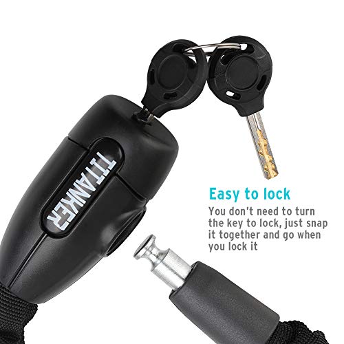Titanker Bike Chain Lock, 3.3Feet Security AntiTheft Bike Lock Chain with Keys Bicycle Chain