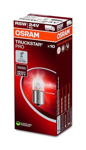 OSRAM TRUCKSTAR PRO R5W, halogen signal lamp, 5627TSP, 24V truck lamp, folding box (10 lamps)