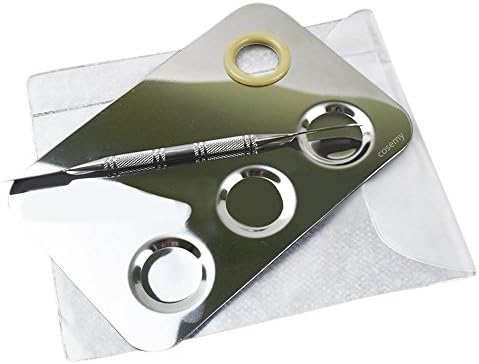 COSEMY 3 Well Professional Stainless Steel Makeup Palette Tool With Spatula Rod Nail Art Polish Eye Shadow Cosmetic Mixing set