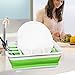 Learja Collapsible Dish Drying Rack, Small Folding Dish Rack, Portable Dish Drying Rack, Compact Dish Drainer for Kitchen, Camper, RV, Caravan, Travel Trailer (Green and White Without Drainer Board)
