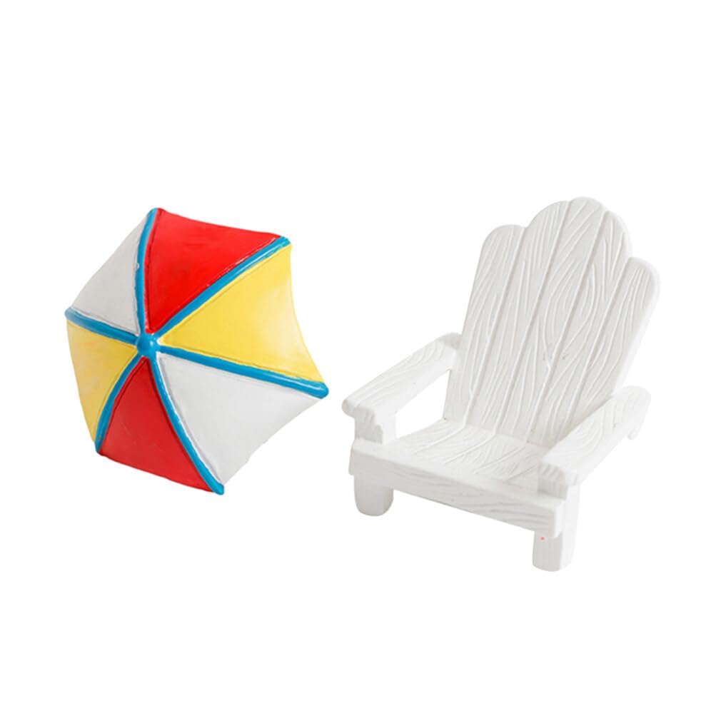 Summer Party Mini Beach Chair Cake Topper, 2pcs Beach Theme Cake Decorations Cupcake Decorating Mini Desktop Ornament Beach Miniature Ornament