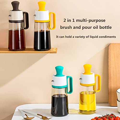 2 In 1 Glass Olive Oil Dispenser Bottle With Silicone Brush,Vinegar Soy