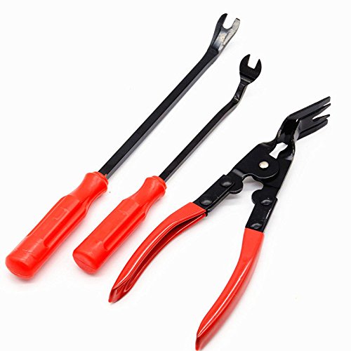 Wilk New 3 Pcs Car Door Trim Clip Plier Set , Fastener Remover Puller Repair - Combo Repair Tool Kit Set