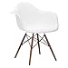 Poly and Bark Vortex Arm Chair Walnut Leg, White, Set of 2