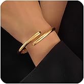 Gold Bangles Bracelets for Women, 14K Chunky Trendy Waterdrop Spiral Waterproof Bangle Bracelets Non Tarnish, Elegance Fashion Jewelry Gifts