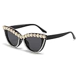 LJCZKA Diamond Cat Eye Sunglasses Women Retro