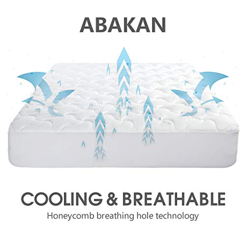 Abakan Mattress Pad Cover Queen Size Cooling Quilted Mattress Topper 300TC 100% Cotton Thick White Bed Topper Down Alternative Fill (8-21" Fitted Deep Pocket)