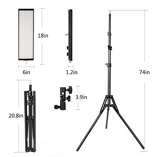Bi-Color LED Video Light with Tripod Stand 240 SMD CRI 96+ 3200K-6000K Dimmable LED Soft Lamp Metal Shell Lighting Kit for Studio, YouTube, Product Photography, Video Shooting (2 Packs) (16inch/40cm)