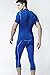 TSLA Men's Compression 3/4 Capri Pants Baselayer Cool Dry Sports Running Yoga Tights, Zero(p15) - Blue & Sky Blue, Large.