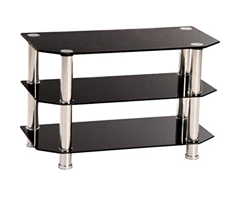 OSPI 3-Tier Black Clear Tempered Glass Side Table Coffee Table In Living Room