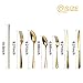 Silverware Set,WOAIWO-Q 28 PCS Stainless Steel Flatware Set for 4 People, Cutlery With Wire Mesh Holder Storage Trays Mirror Polish,Dishwasher Safe (Gold)