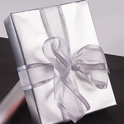 image for RUSPEPA Gift Wrapping Paper Roll - 81.5 Sq Ft Matte Silver for Wedding