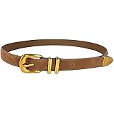 Yuangu Womens Belts for Jeans Dresses Ladies Leather Waist Belt with Silver Buckle