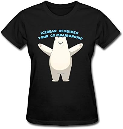 GPIFHD Women's We Bare Bears Ice Bear Tshirts Crew Neck Black XL