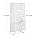 Finether 3-Tier Modular Side Cross Cut-Out Wood Plastic Composite Shelf Unit White Bookcase Storage Organizer Display, SGS Certified