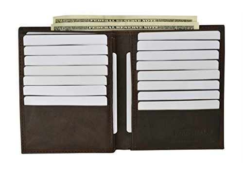 RFID Blocking Bifold Hipster Multi Credit Card ID Holder Wallet Premium Leather (Brown)