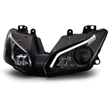KT Full LED Headlight Assembly for Kawasaki Ninja 300 Ninja 250 2013-2018 V2 White Optical Fiber DRL