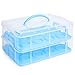 Best Choice Products 3-Tier BPA-Free Detachable Cupcake Carrier Container for 36 Cupcakes w/ Locks, Handle, Blue